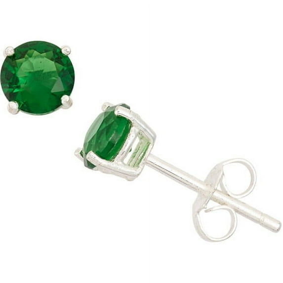 Forever New Green CZ Sterling Silver 5mm Stud Earrings