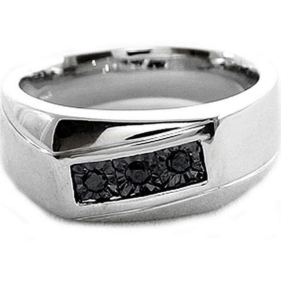 Forever New Men's Black Diamond Accent Three-Stone Sterling Silver Ring