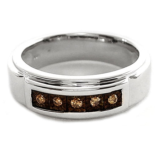 Forever New Men's Brown Diamond Accent Five-Stone Sterling Silver Ring