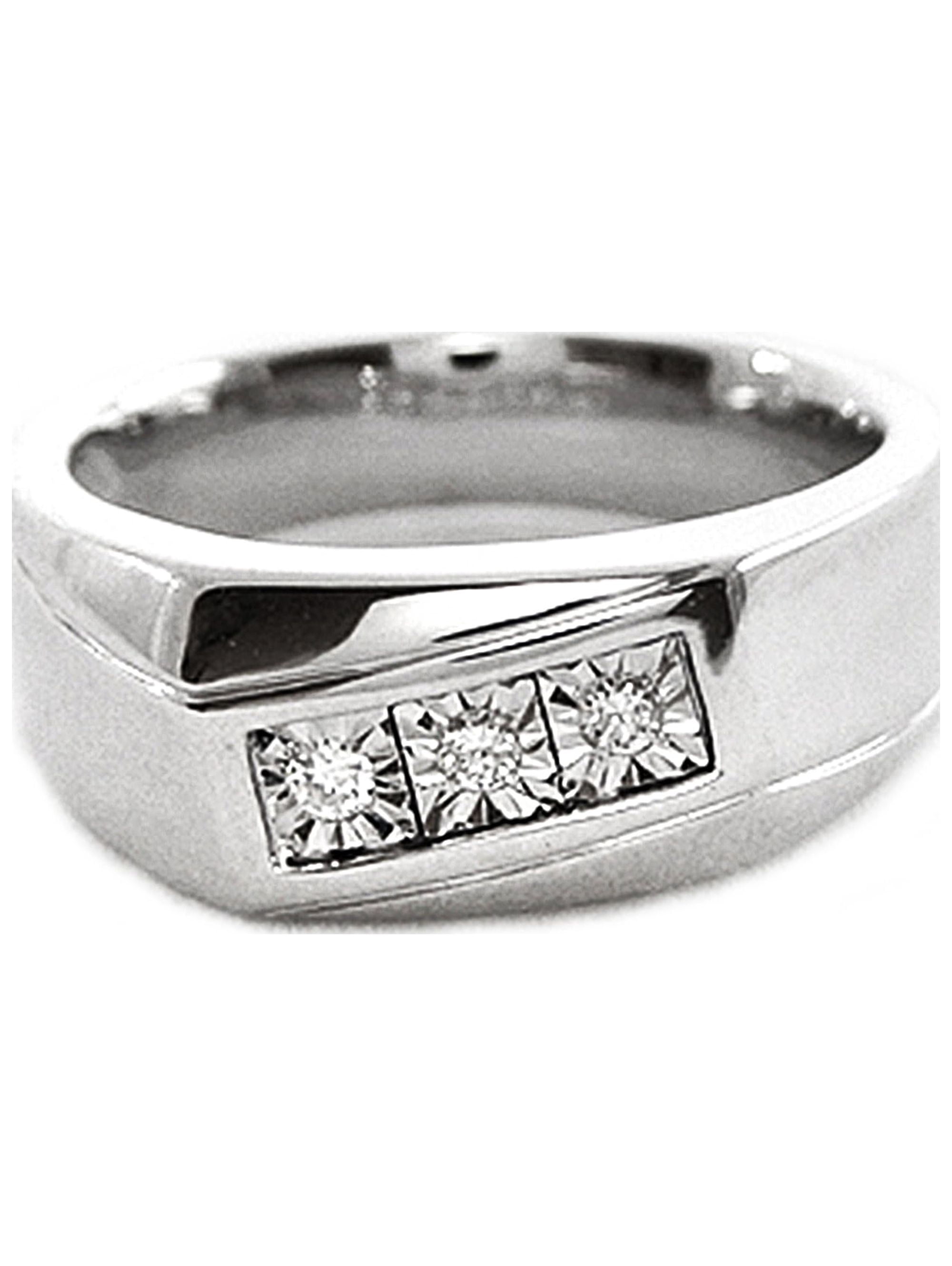 Forever New Men's White Diamond Accent Three-Stone Sterling Silver Ring
