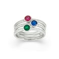 thumbnail image 1 of Forever New Simulated Emerald, Created Blue Sapphire and Created Ruby Round-Cut 3-Piece Sterling Silver Stackable Ring Set, 1 of 1