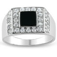 thumbnail image 1 of Forever New Square Onyx and Created White Sapphire Sterling Silver Men's Ring, 1 of 2