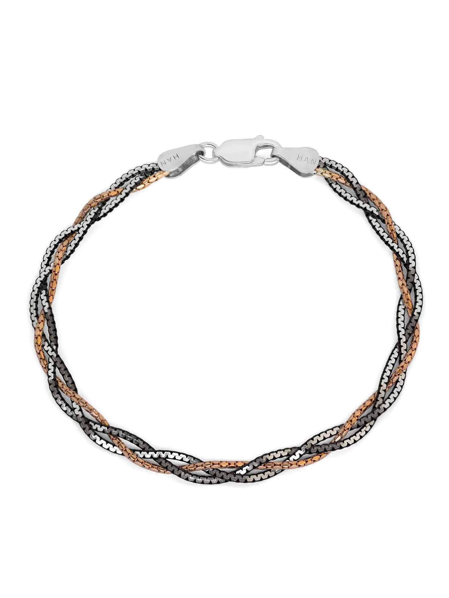 Forever New Sterling Silver, Black Plated and 18kt Rose Gold Over