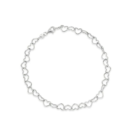 Forever New Sterling Silver Heart Open Links Women's Charm Bracelet, 7.5''