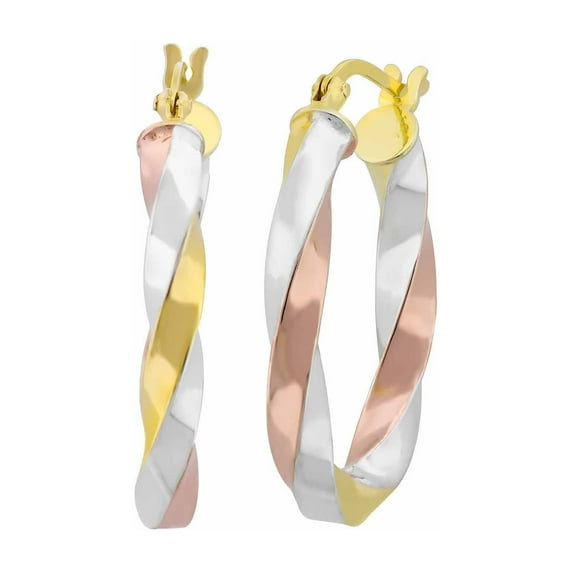 Forever New Twist Hoop Earrings, 18kt, Rose Gold-Plated, 1.12'' x 0.75'' x 0.05''