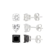Forever New White Cubic Zirconia 5mm Round Bezel-Set Sterling Silver Stud Earrings