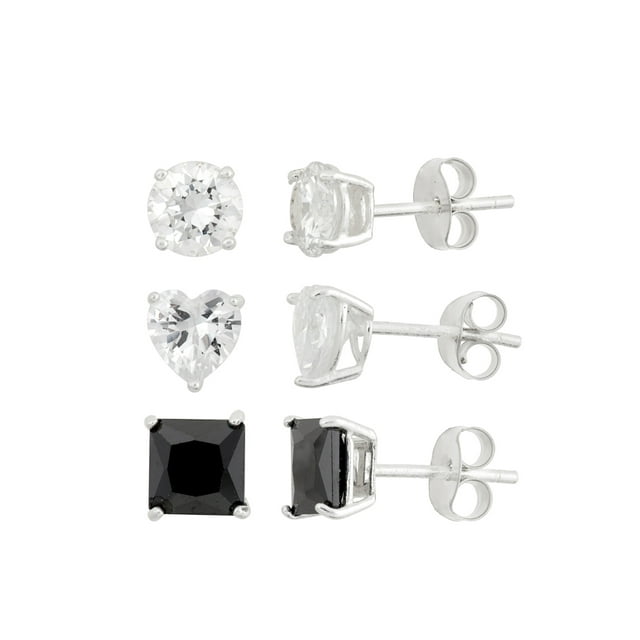 Forever New White Cubic Zirconia 5mm Round Bezel-Set Sterling Silver Stud Earrings
