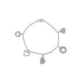 thumbnail image 1 of Forever New Women's White CZ Sterling Silver Heart Love Charm Bracelet, 7-1/4", 1 of 1
