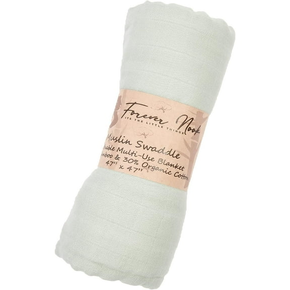 Forever Nook - Premium Muslin Swaddle Blankets & Wrap for Baby Boys & Girls - Mint