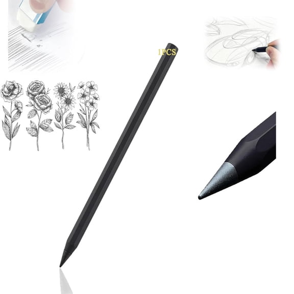 Forever Pencil, Metal Alloy Writing Instrument, Metal Alloy Writing Instrument, Reusable with 12 Colors Replaceable Nibs, Ideal for Writing & Drawing