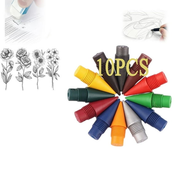 Forever Pencil, Metal Alloy Writing Instrument, Metal Alloy Writing Instrument, Reusable with 12 Colors Replaceable Nibs, Ideal for Writing & Drawing