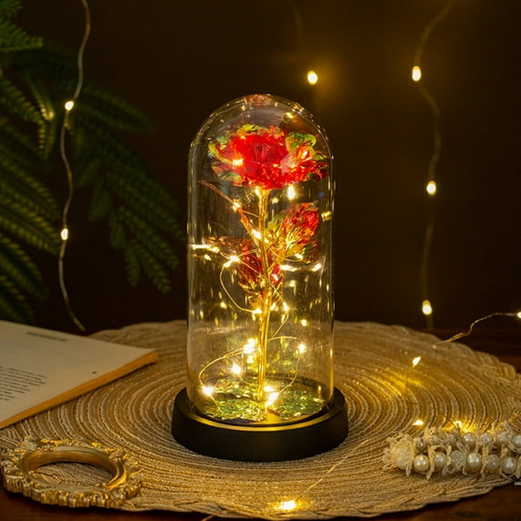 Forever Preserved Light-Up Rose in Glass / Dome | Colorful Eternal Rainbow Rose | Romantic Gift for Mom, Wife, Her | Thanksgiving, Anniversary, Birthday Decor