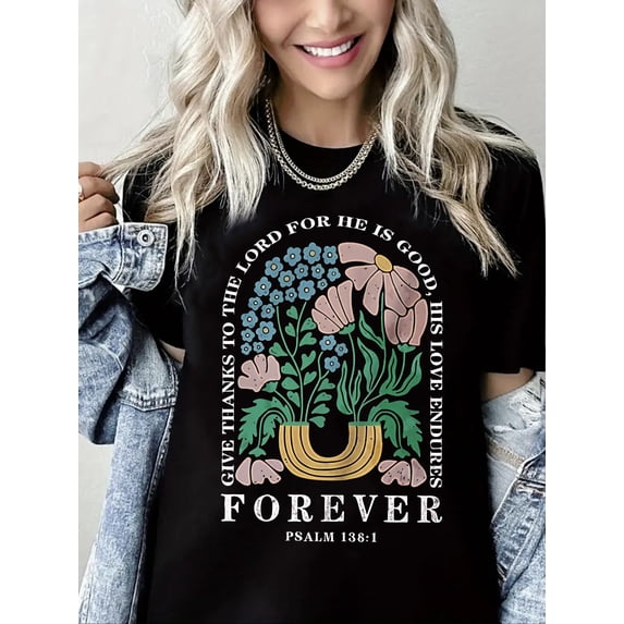 Forever Print Christian Shirts for Women Black One-Piece