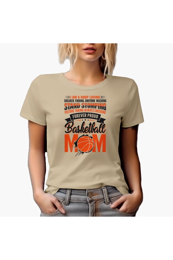Forever Proud Basketball Mom, Tan T-Shirt, 2XL