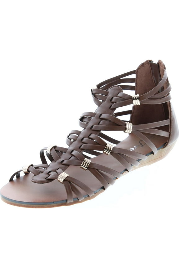 Forever Rebel-15 Womens Back Zip Strappy Gladiator Wedge Sandals
