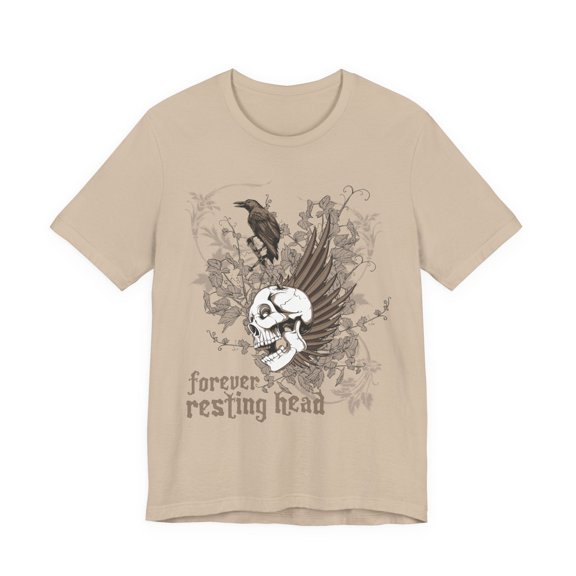Forever Resting Head Tee, Edgy Graphic Shirt, Music T-Shirt, Gothic Tees, Skull Shirt, Art Design Tee, Skull Graphic Top
