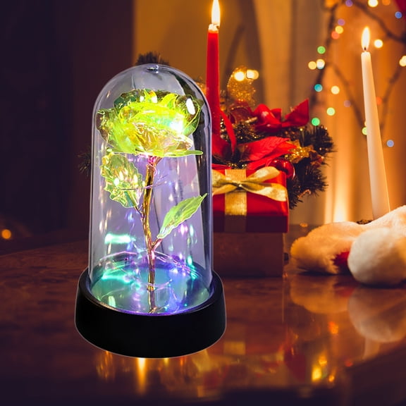 Forever Rose Flower Night Light Gifts for Her,LED Light Decor with Plastic Cover,Flower Rose with Battery Operated Lights,Flower Arrangements for Home,Wedding,Valentines Day Gifts