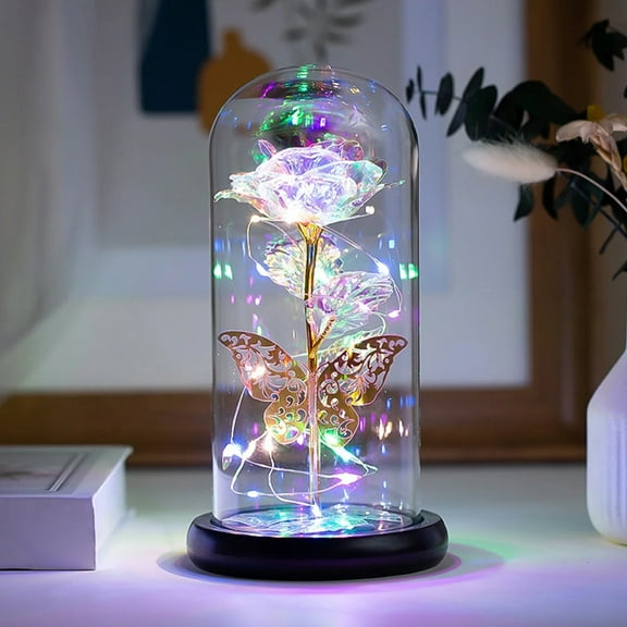 Forever Rose Gift for Women - Ideas Birthday Gift for Her, Light Up Galaxy Roses in Glass Dome, Eternal Rose for Women, Rose with LED, Artificial Flower Gift for Mom