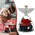 thumbnail image 1 of Forever Rose,Gifts for Women Preserved Rose,Forever Flower in Glass Angel Figurines Fresh Flowers for Delivery Mothers Day Birthday Gifts for Mom Real Roses for Grandma Sister Wife Her(Red/Grey), 1 of 9