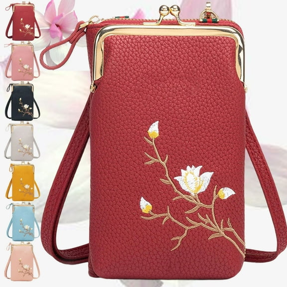 Forever Savour Women Sling Cross - Embossed Leather Crossbody Purse, Anti-Theft Zipper, Compact Wallet & Phone Slot for Daily Errands