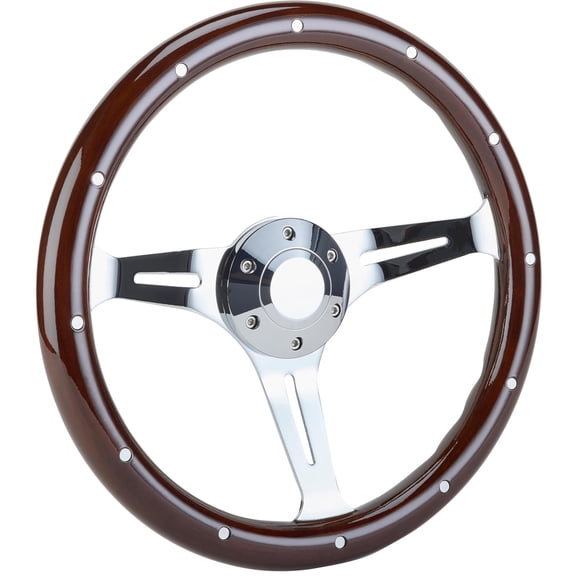 Forever Sharp 401CH-DWA,HC6 14 In Chrome Dark Euro Steering Wheel
