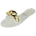 thumbnail image 1 of Forever Shoe Women Jelly Flip-Flops Sandals Open Toe Slides Gold Buckle Jelly-82 Clear Silver 8, 1 of 2