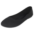 thumbnail image 1 of Forever Shoes Women Ballet Flats Round Toe Gel Memory Foam Insole Comfortable Satin Material FLEXIBLE-62 Black 7.5, 1 of 3