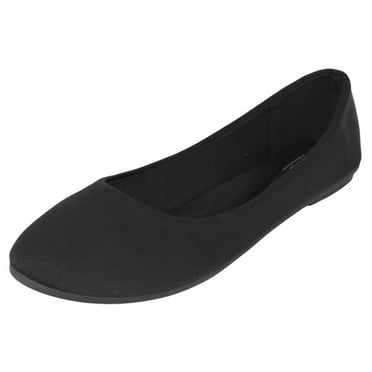 Forever Shoes Women Ballet Flats Round Toe Gel Memory Foam Insole Comfortable Satin Material FLEXIBLE-62 Black 7