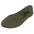 thumbnail image 1 of Forever Shoes Women Ballet Flats Round Toe Gel Memory Foam Insole Comfortable Satin Material FLEXIBLE-62 Khaki Olive Green 8.5, 1 of 3