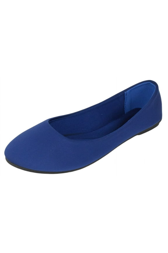 Shoes Women Ballet Flats Round Toe Gel Memory Foam Insole Comfortable Satin Material FLEXIBLE-62 Navy Royal Blue 5