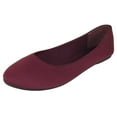 thumbnail image 1 of Forever Shoes Women Ballet Flats Round Toe Gel Memory Foam Insole Comfortable Satin Material FLEXIBLE-62 Red Burgundy 9, 1 of 3
