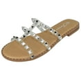 thumbnail image 1 of Forever Shoes Women Gladiator Sandals Studded Slip On Flat Flip Flops DING-32 Clear 8.5, 1 of 3