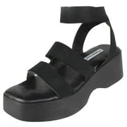 Forever Shoes Women Sandals Double Straps Light Weight Flatform Platform Elastic LEXI-23 Black 7.5