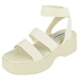 thumbnail image 1 of Forever Shoes Women Sandals Double Straps Light Weight Flatform Platform Elastic LEXI-23 Light Beige Bone 8.5, 1 of 3
