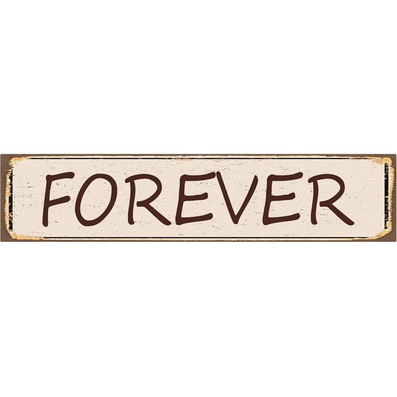 Forever Street Sign Aluminum Metal Plaque Rustic Retro Wall Decor 4 x 16 in / 10 x 40 cm