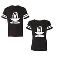 thumbnail image 1 of Forever Together Unisex Couple Matching Cotton Jersey style T-Shirt Contrasting stripes on sleeves (Men Black / Women Black) (Men S / Women S), 1 of 3