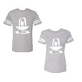 thumbnail image 1 of Forever Together Unisex Couple Matching Cotton Jersey style T-Shirt Contrasting stripes on sleeves (Men Heather / Women Heather) (Men XXL / Women M), 1 of 3
