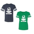 thumbnail image 1 of Forever Together Unisex Couple Matching Cotton Jersey style T-Shirt Contrasting stripes on sleeves (Men Navy / Women Green) (Men S / Women S), 1 of 3