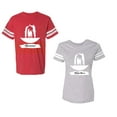thumbnail image 1 of Forever Together Unisex Couple Matching Cotton Jersey style T-Shirt Contrasting stripes on sleeves (Men Red / Women Heather) (Men XXL / Women XL), 1 of 3