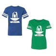 thumbnail image 1 of Forever Together Unisex Couple Matching Cotton Jersey style T-Shirt Contrasting stripes on sleeves (Men Royal / Women Green) (Men XXL / Women S), 1 of 3