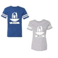 thumbnail image 1 of Forever Together Unisex Couple Matching Cotton Jersey style T-Shirt Contrasting stripes on sleeves (Men Royal / Women Heather) (Men XL / Women M), 1 of 3
