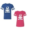 thumbnail image 1 of Forever Together Unisex Couple Matching Cotton Jersey style T-Shirt Contrasting stripes on sleeves (Men Royal / Women Pink) (Men S / Women L), 1 of 3