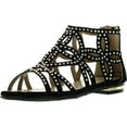 thumbnail image 1 of Forever Tory-63K Girls Four-leaf Rhinestone Glittering Clover Cut Out Strap Gladiator Flat Dress Sandal, 1 of 4
