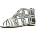 thumbnail image 1 of Forever Tory-63K Girls Four-leaf Rhinestone Glittering Clover Cut Out Strap Gladiator Flat Dress Sandal, 1 of 4