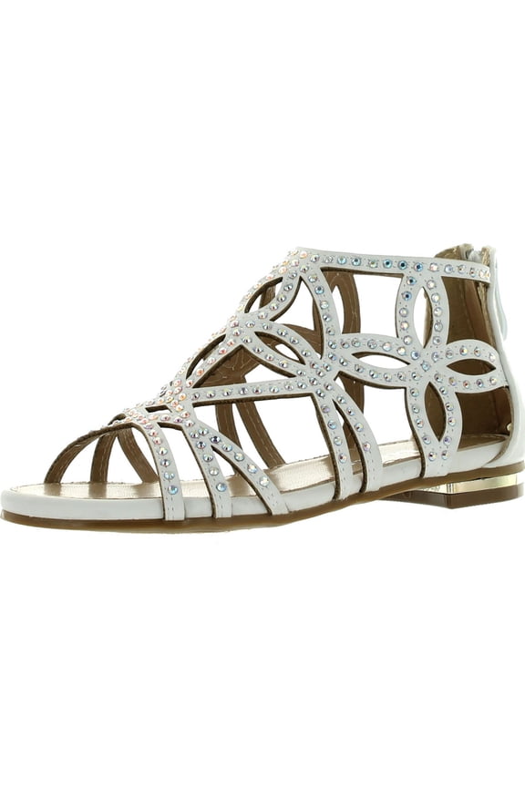 Forever Tory-63K Girls Rhinestone Glittering Cut Out Strap Gladiator Flat Dress Sandal