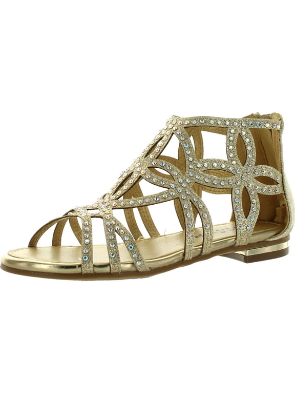 Forever Tory63 Kids Bling Rhinestone Four-leaf Clover Cut Out Strap Gladiator Dress Sandal Shoes