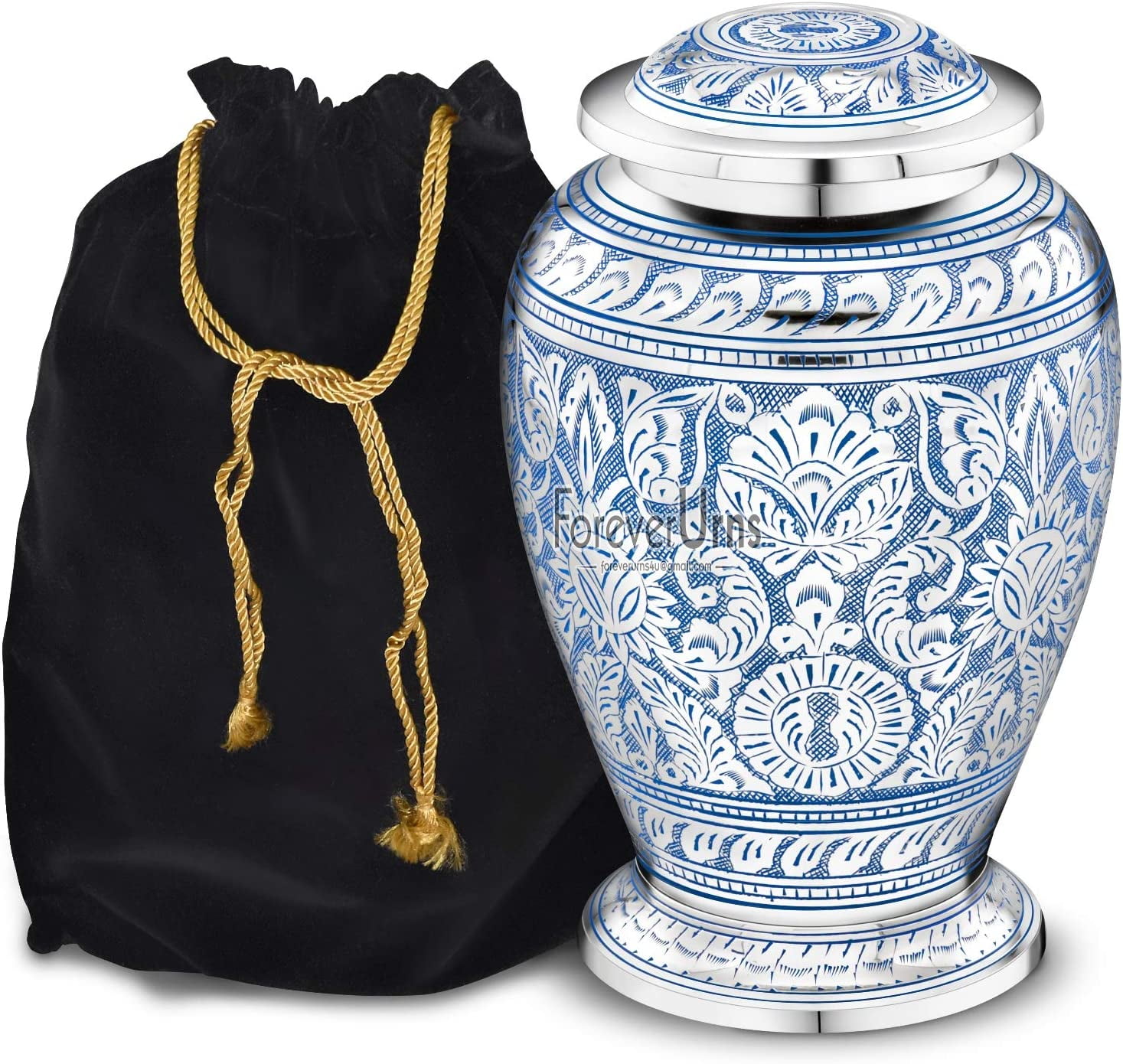 Forever URNS Couple-Themed Cremation Urn – 200 Cu In, Handcrafted Metal With Velvet Bag - View #7