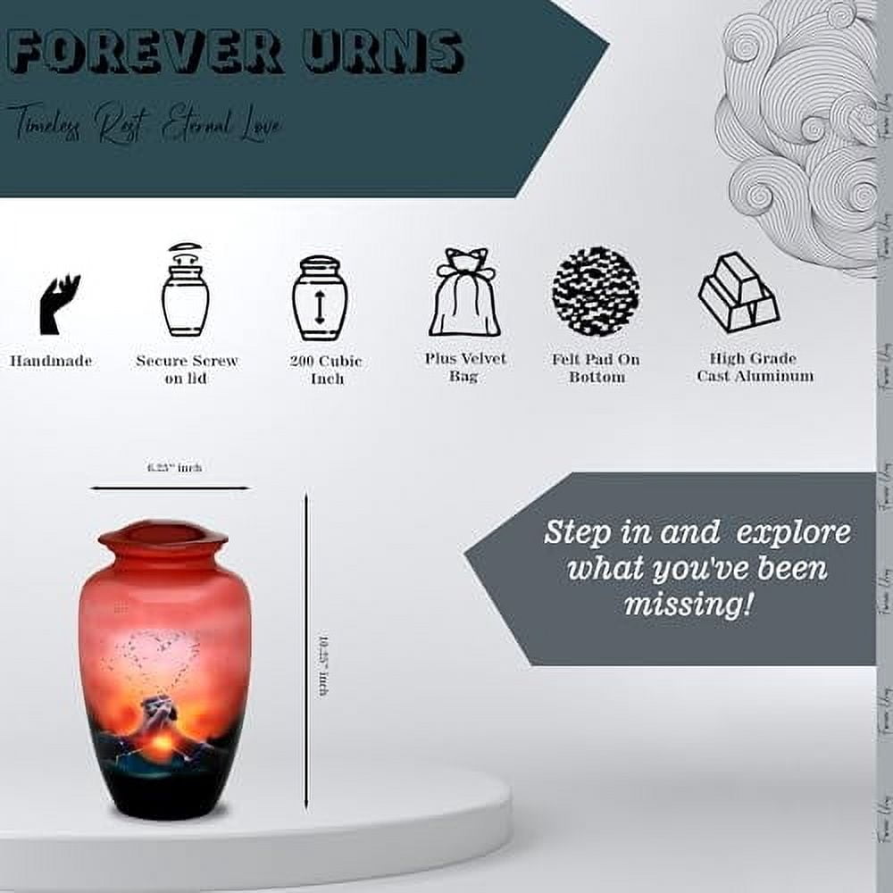 Forever URNS Dove Net Textured Adult Cremation Urn - 200 Cu In Large Capacity, Pink, With Velvet Bag