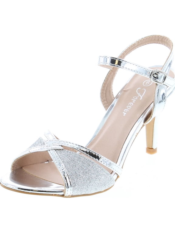 Forever Villa-04 Women's Glitter Metallic Ankle Strap Buckle Wrapped Heel Sandals