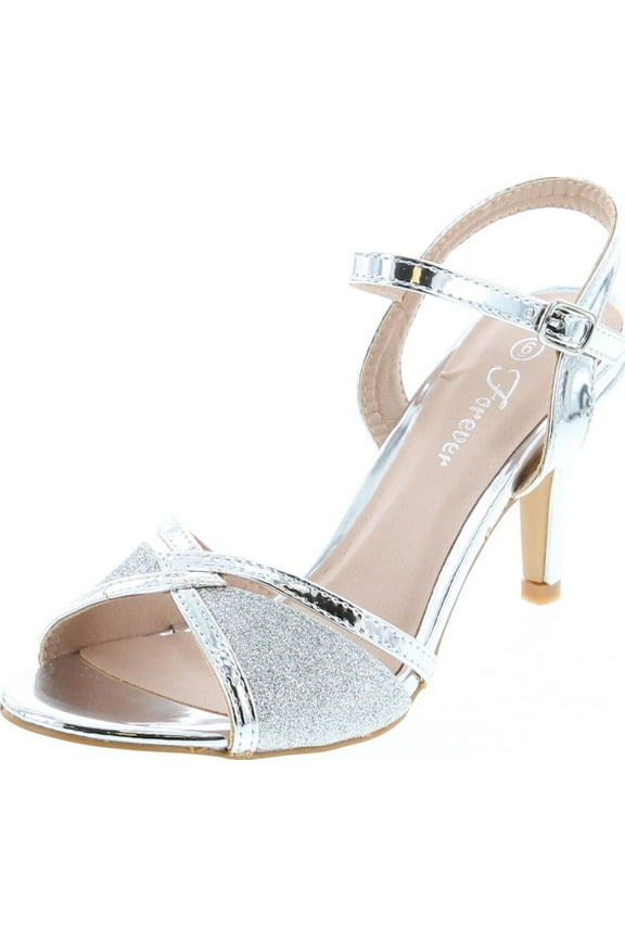 Forever Villa-04 Women's Glitter Metallic Ankle Strap Buckle Wrapped Heel Sandals